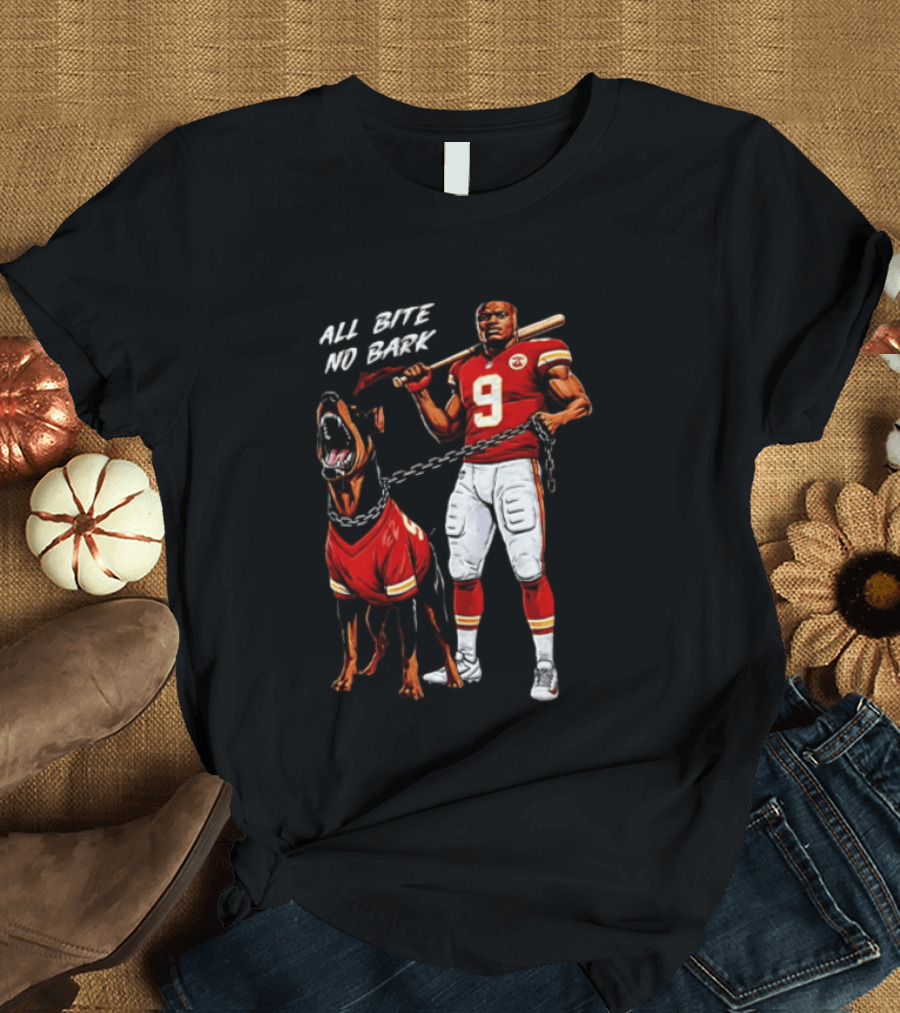 Kenneth Walker III All Bite No Bark Number 9 Football Player And Dog T-Shirt
