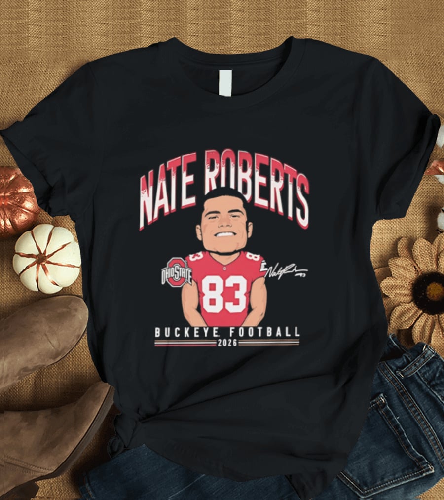 Nate Roberts Ohio State Buckeyes Football 2023 Caricature 83 T-Shirt