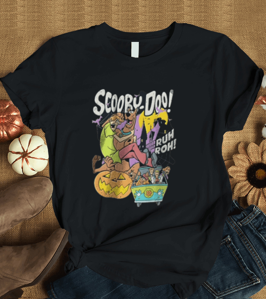 Scooby Doo Ruh Roh Shaggy Haunted House Pumpkin Mystery Machine T-Shirt