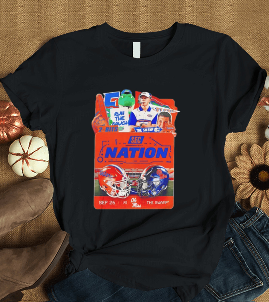 SEC Nation Florida Gators Vs Ole Miss The Swamp September 26 Helmets Football Rivalry T-Shirt