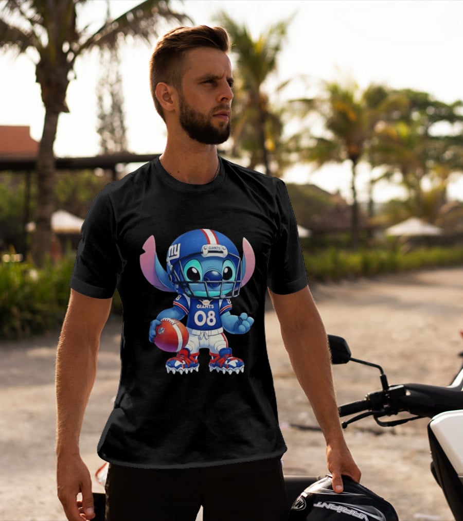 Stitch New York Giants Player Cartoon Collaboration 08 Football T-Shirt