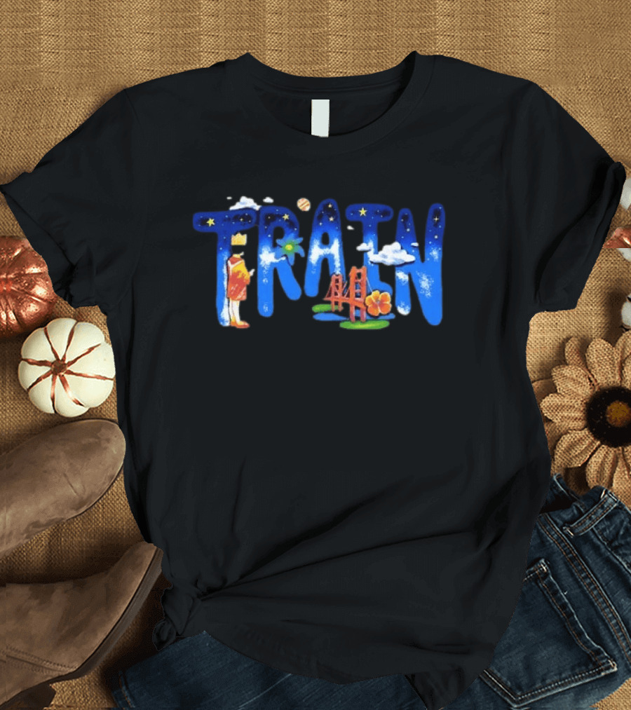 Train Trans Siberian Starry Tour 2026 Golden Gate Bridge Clouds And Stars T-Shirt