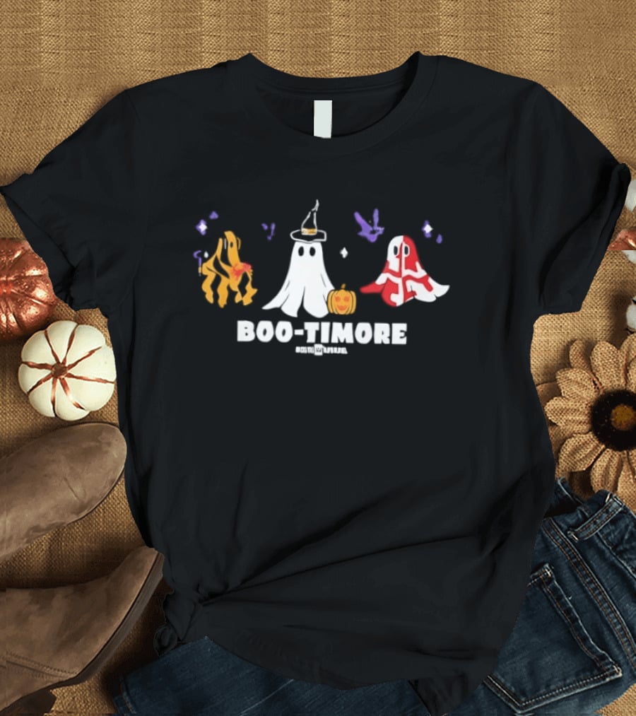 Boo Timore Halloween Ghost Crab Pumpkin Pelican Ravens Orioles T-Shirt