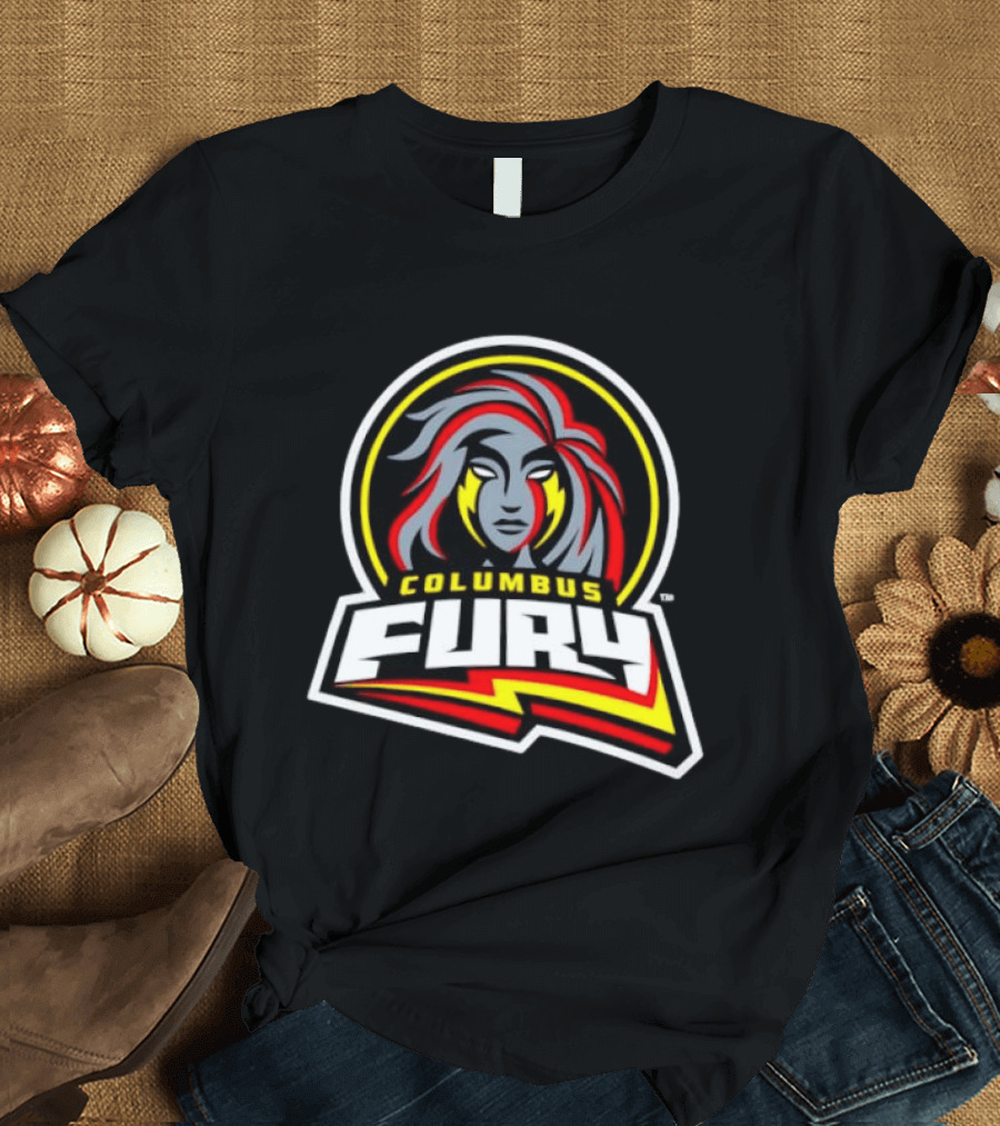 Columbus Fury Iconic Logo With Bold Red And Yellow Accents T-Shirt