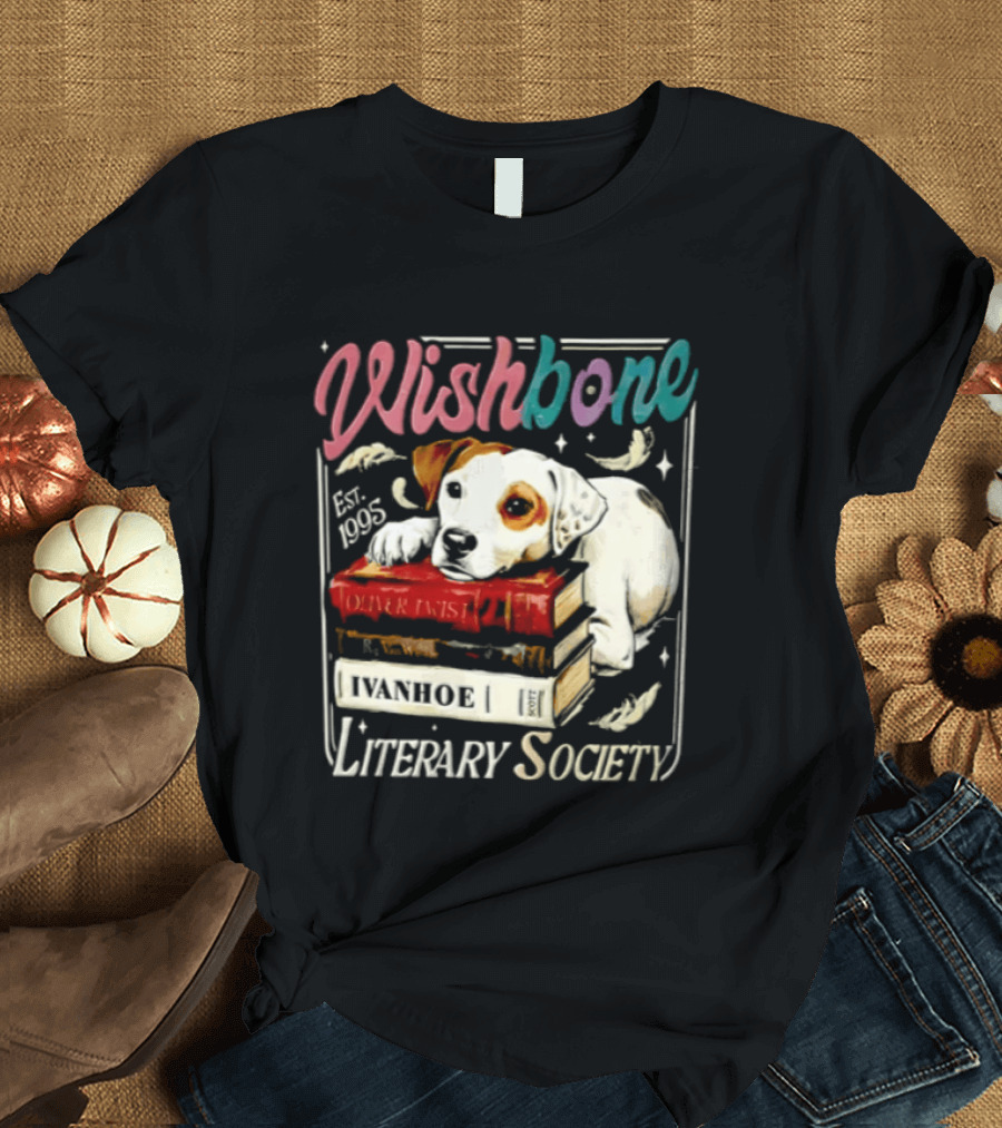 Wishbone Jack Russell Terrier Literary Society Ivanhoe Aaron Twist Books T-Shirt