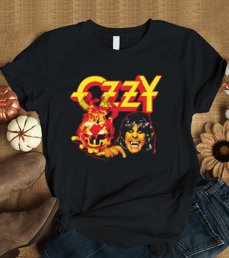 Ozzy Osbourne Halloween Pumpkin Fiery Face T-Shirt