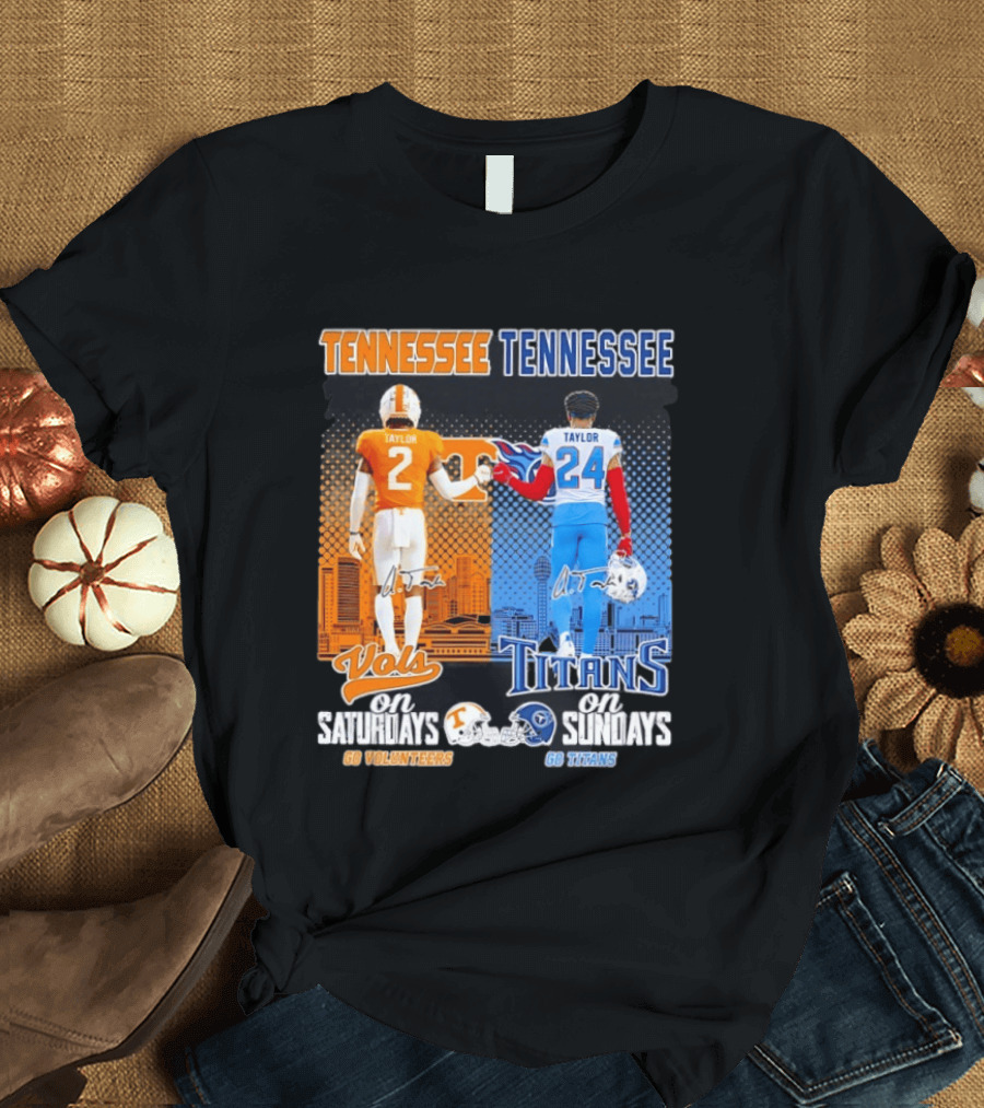Tennessee Volunteers On Saturdays Go Volunteers Tennessee Titans On Sundays Go Titans T-Shirt