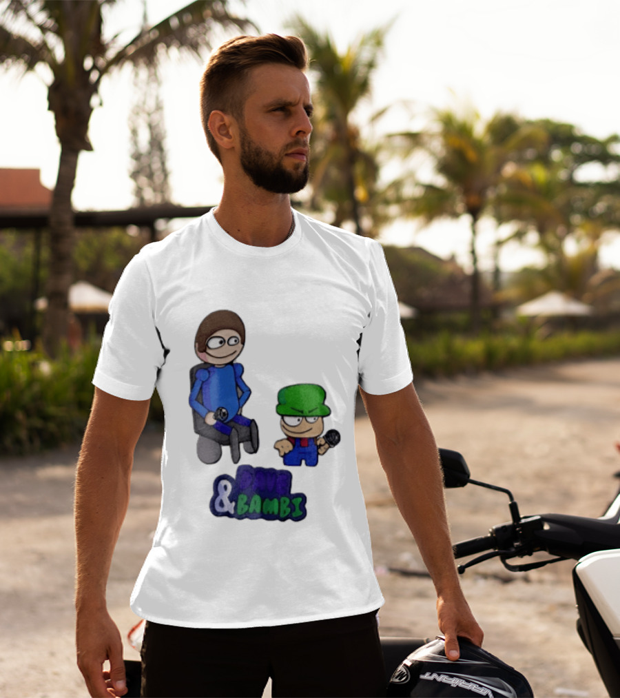 Dave And Bambi Characters Holding Microphones Cartoon T-Shirt