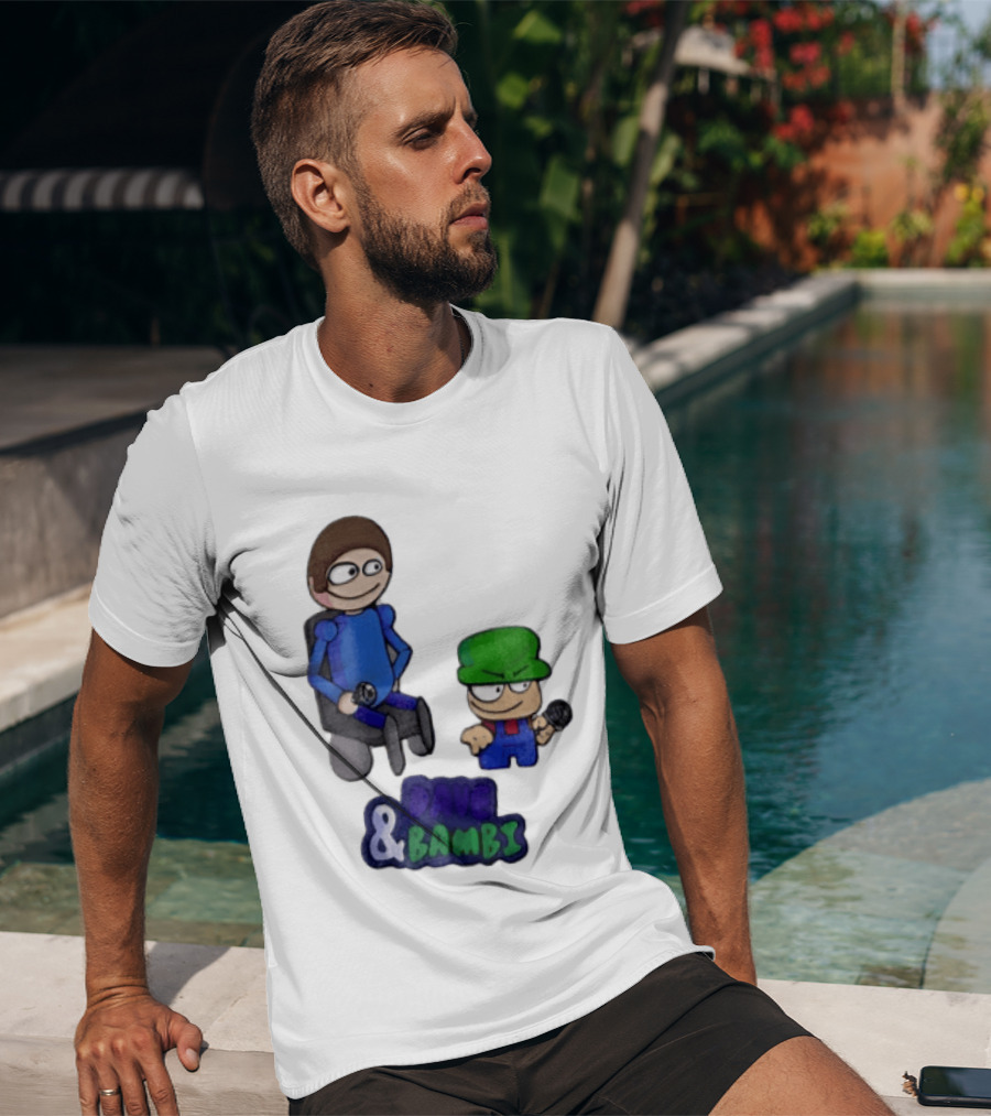 Dave And Bambi Characters Holding Microphones Cartoon T-Shirt