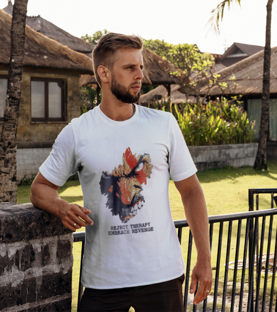 Reject Therapy Embrace Revenge Kratos Angry Bearded Man Red Tattoo God Of War T-Shirt