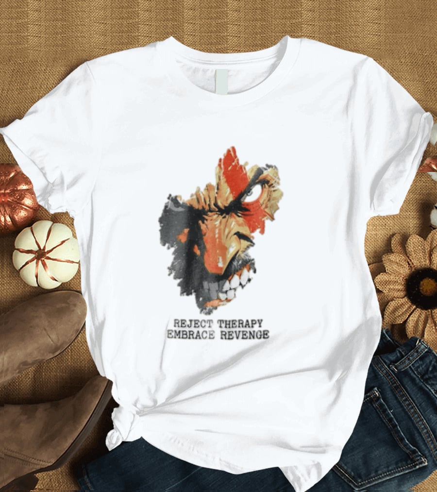 Reject Therapy Embrace Revenge Kratos Angry Bearded Man Red Tattoo God Of War T-Shirt