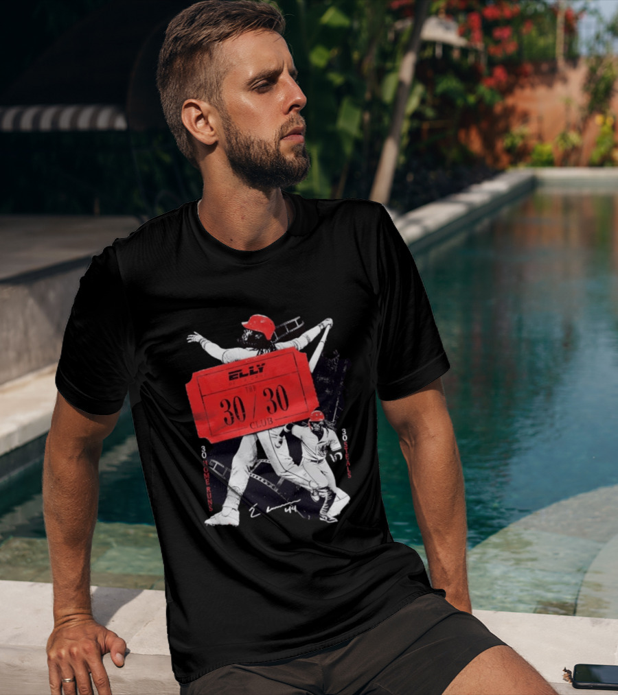 Cincinnati Reds Baseball Elly De La Cruz 30/30 Club 30 Home Runs 30 Stolen Bases T-Shirt