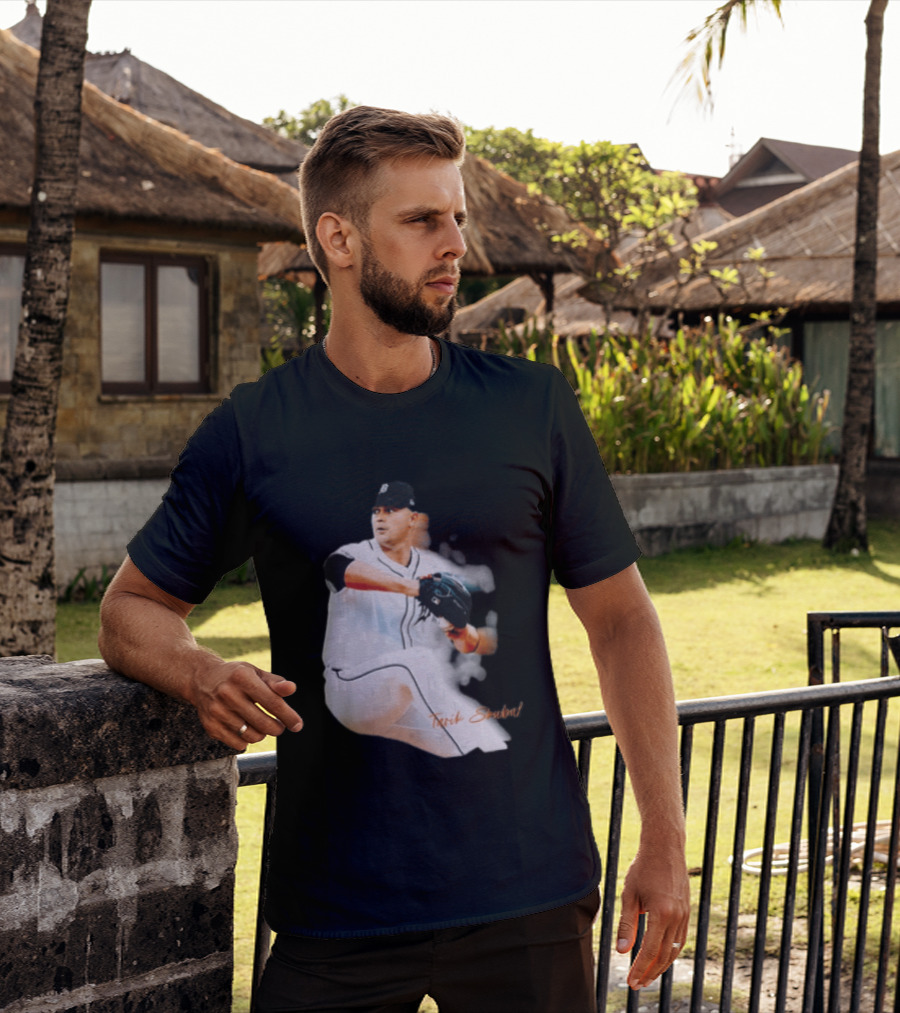Detroit Tigers Tarik Skubal Pitcher Action Baseball T-Shirt