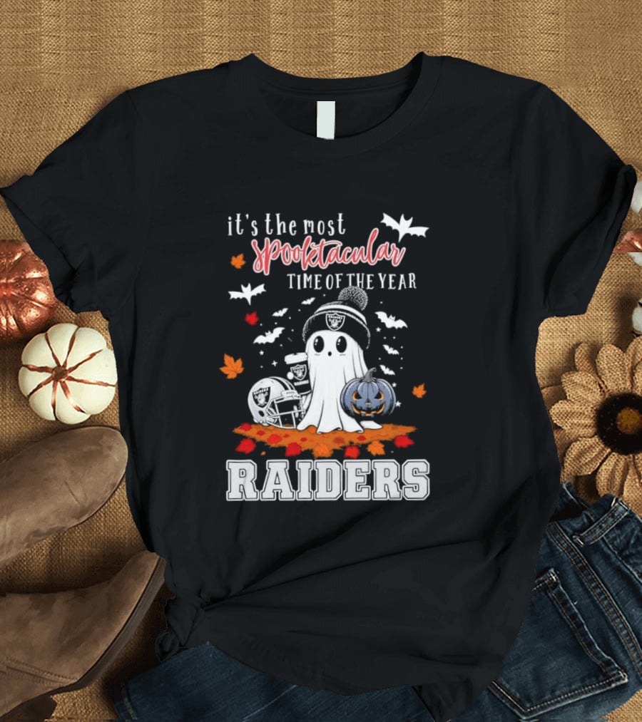 It's The Most Spooktacular Time Of The Year Raiders Halloween Ghost Pumpkin T-Shirt