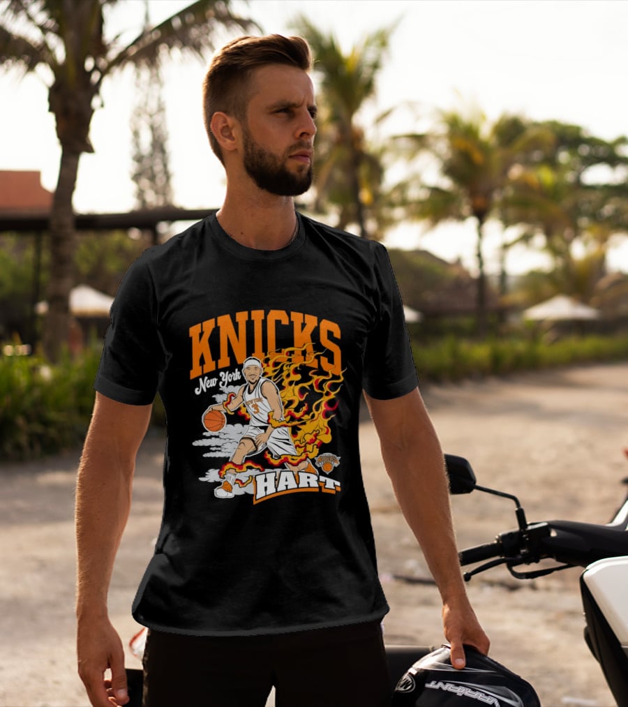 New York Knicks Josh Hart No 3 Basketball Fire T-Shirt