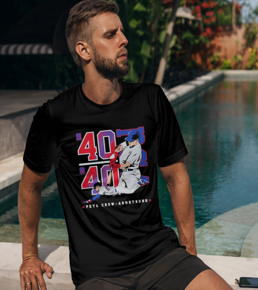 Pete Crow Armstrong 40 40 HR SB Club Chicago Cubs Players T-Shirt