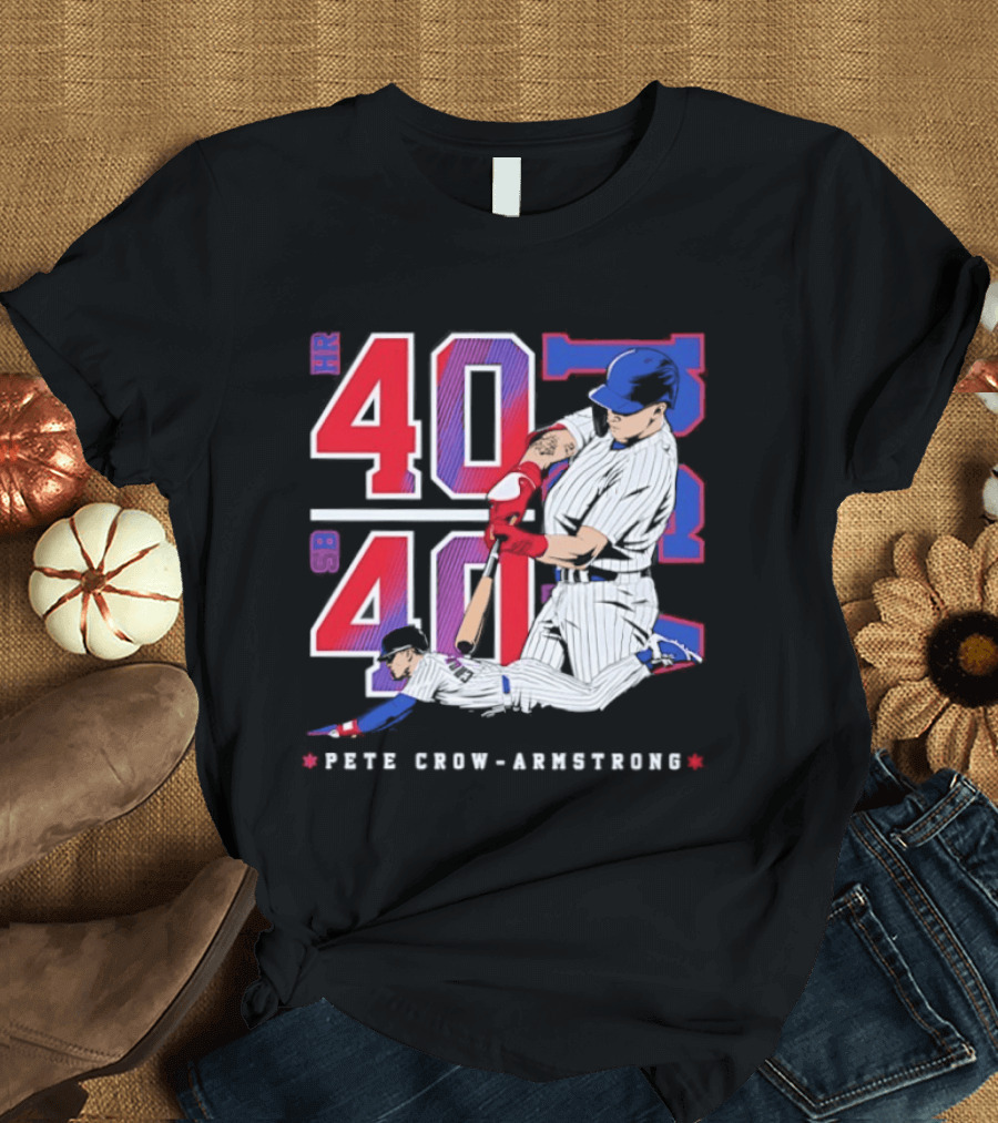 Pete Crow Armstrong 40 40 HR SB Club Chicago Cubs Players T-Shirt
