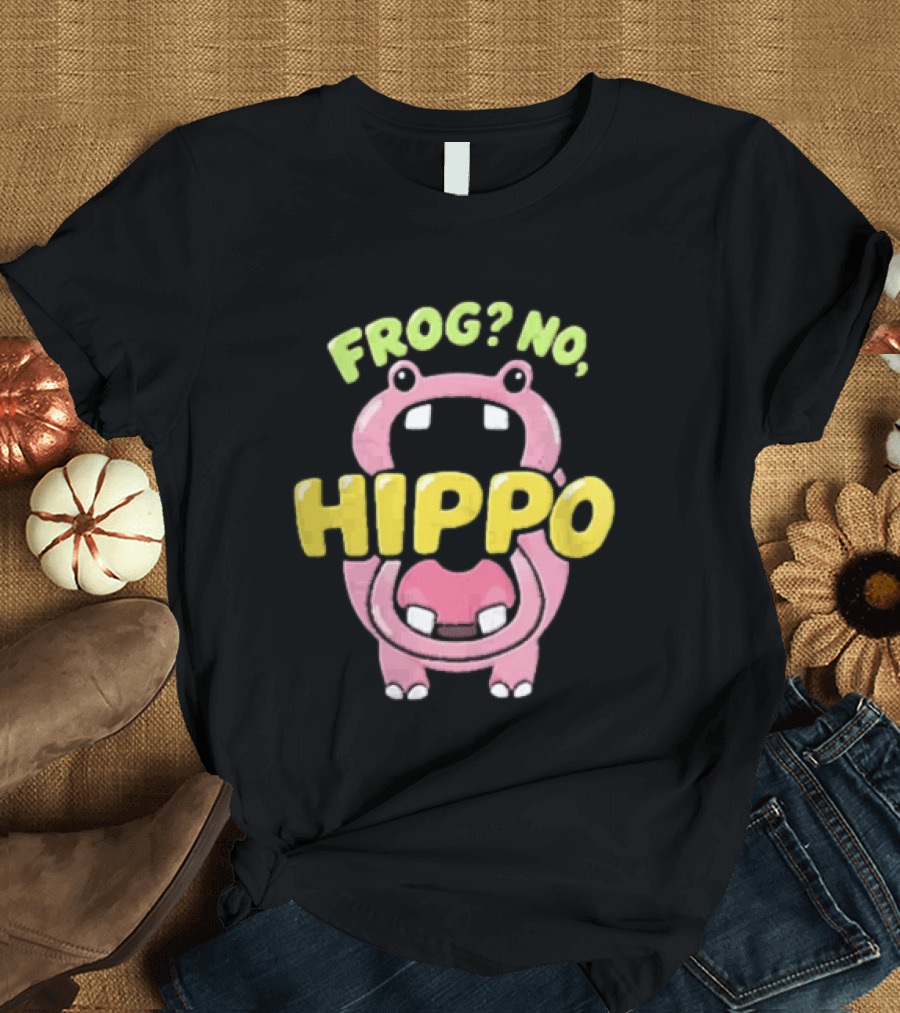 Frog No Hippo Pink Character Cartoon Playful T-Shirt