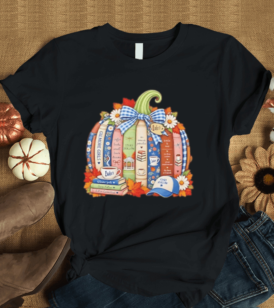 Gilmore Girls Pumpkin Stars Hollow Luke's Coffee Autumn Cozy Bookish Vibes T-Shirt