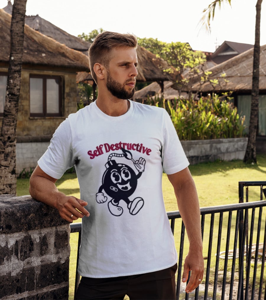 Self Destructive Cartoon Bomb Character With Happy Face T-Shirt
