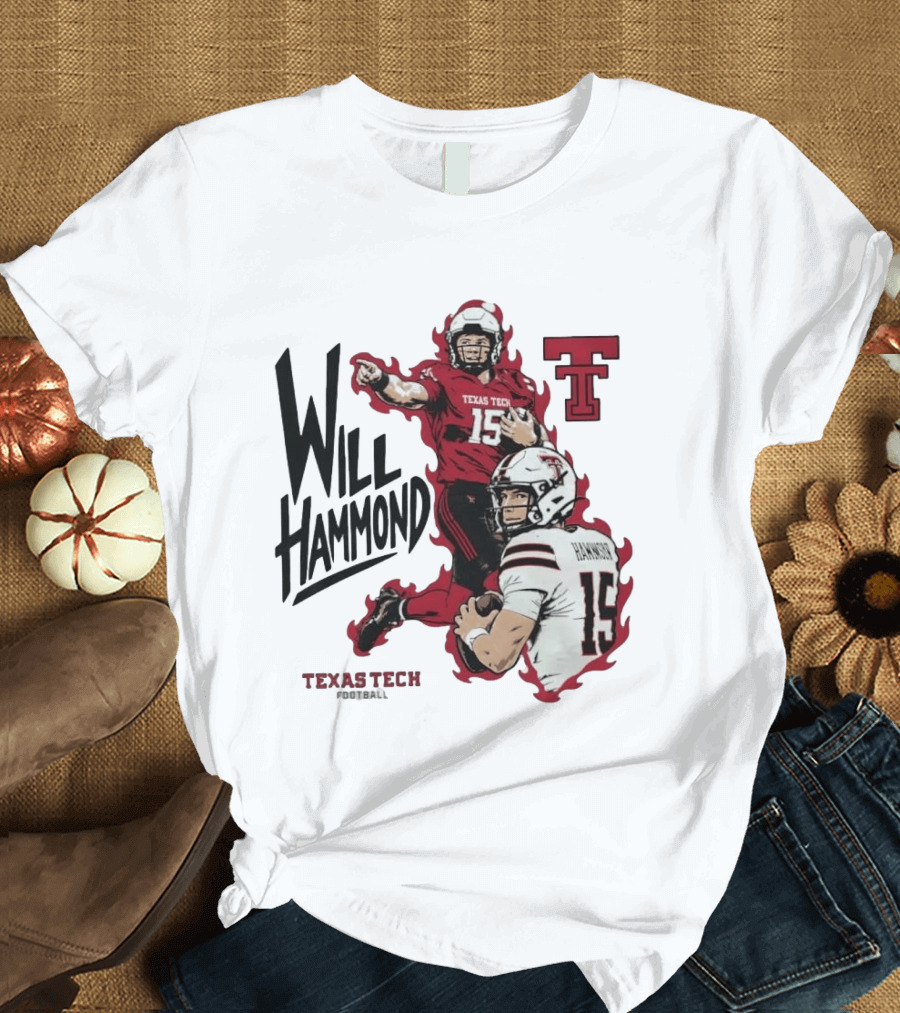 Texas Tech Red Raiders No 15 Will Hammond Football Player Collage T-Shirt