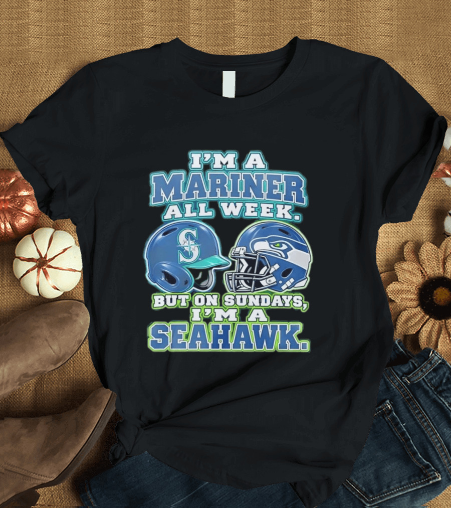 I'm A Mariner All Week But On Sundays I'm A Seahawk Football Helmet T-Shirt