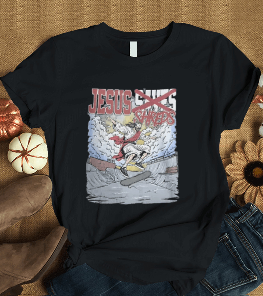 Jesus Shreds Skateboarding Ramp Savior Extreme Sports T-Shirt