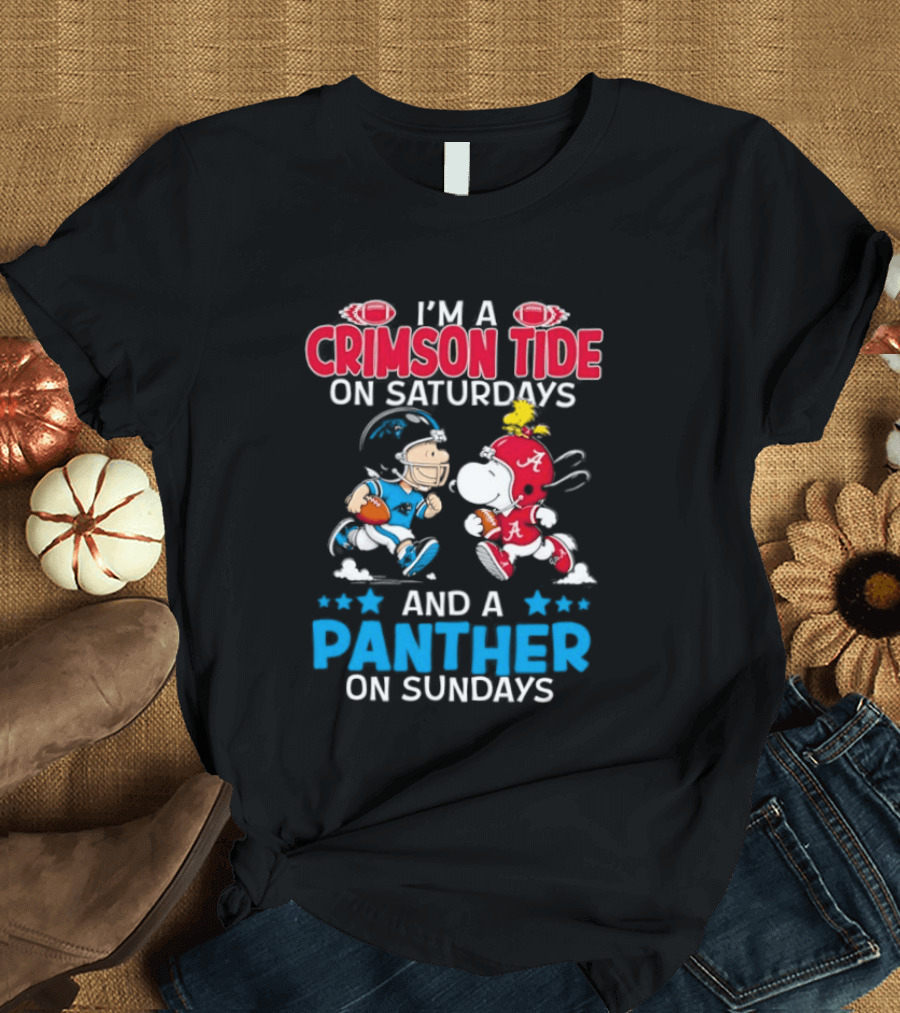 I'm A Crimson Tide On Saturdays And A Panther On Sundays Snoopy And Charlie Brown T-Shirt