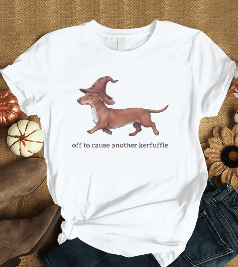 Off To Cause Another Kerfuffle Dachshund Wizard T-Shirt