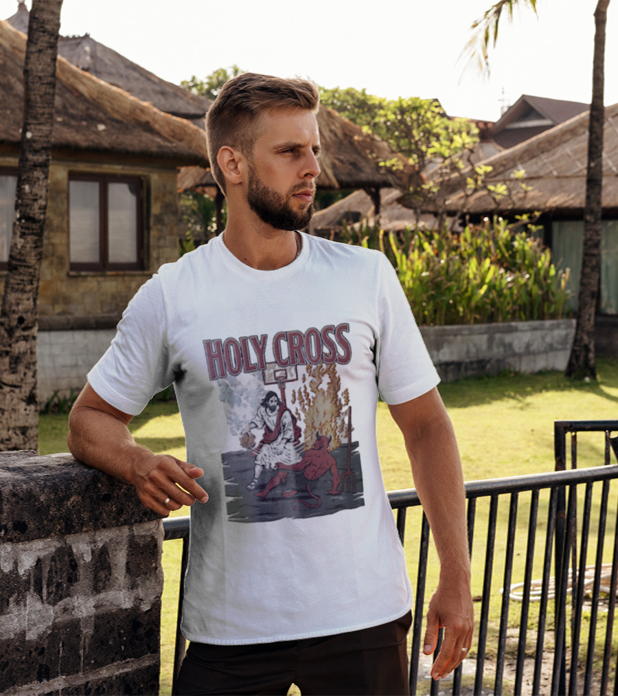 Holy Cross Basketball Player Versus Devil Duel T-Shirt