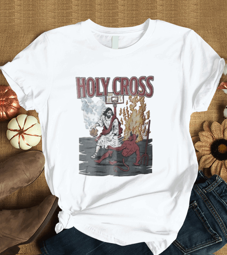 Holy Cross Basketball Player Versus Devil Duel T-Shirt