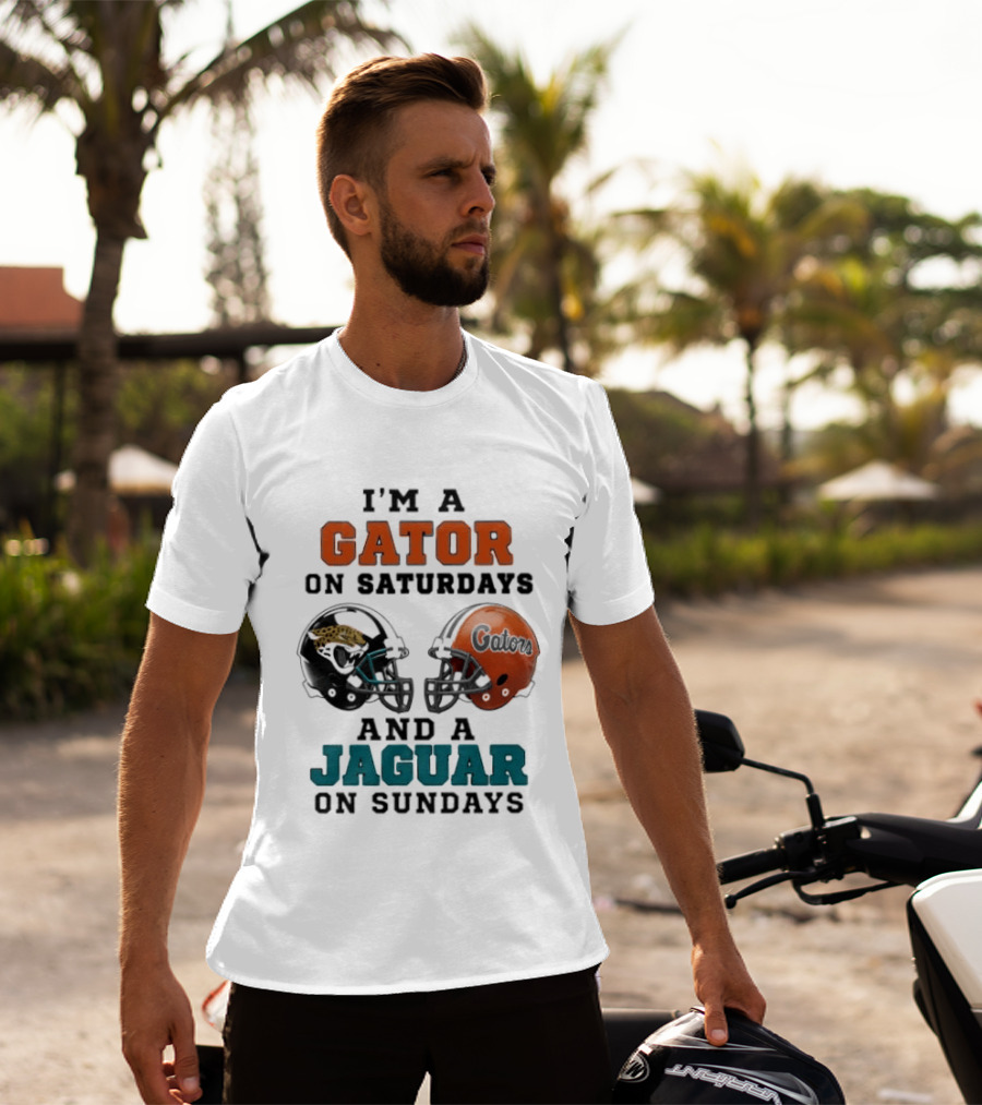 I'm A Gator On Saturdays And A Jaguar On Sundays Football Fan Phrase Helmet T-Shirt