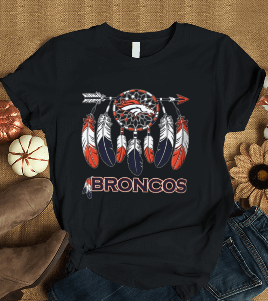 Denver Broncos Dreamcatcher Native American Heritage Feathers T-Shirt
