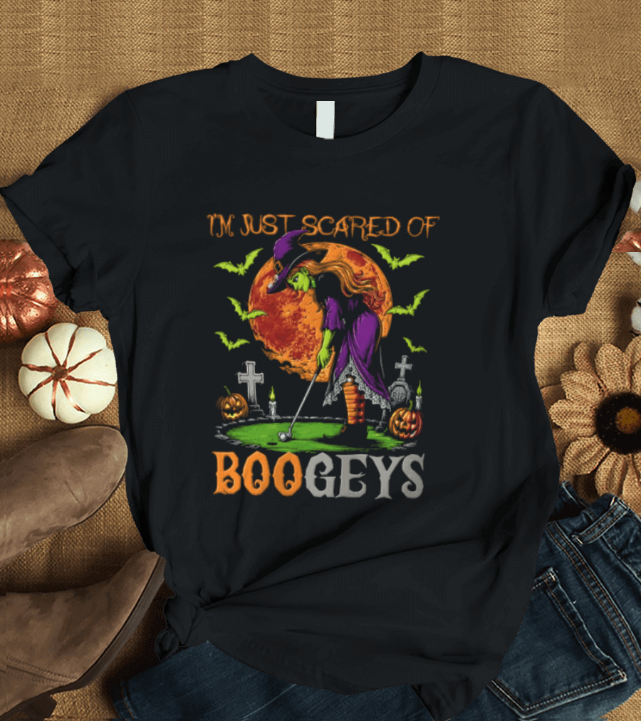 I'm Just Scared Of Bogeys Halloween Golf Witch Graveyard T-Shirt