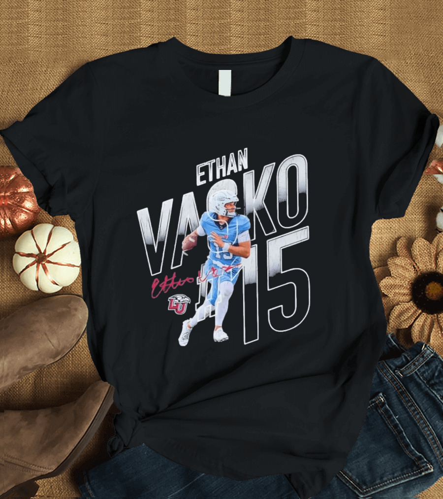 NCAA Football Liberty Flames Ethan Vasko No 15 LU Flames T-Shirt