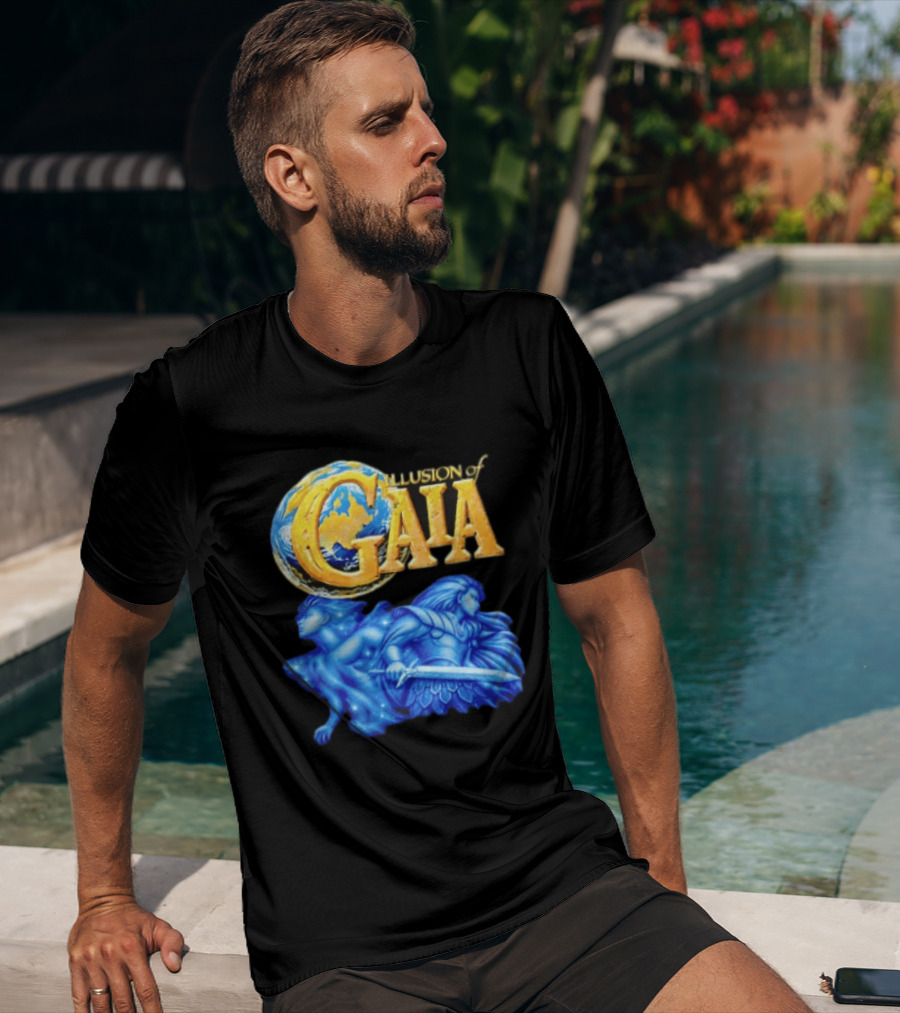 Illusion Of Gaia Earth Globe Blue Figures Sword T-Shirt