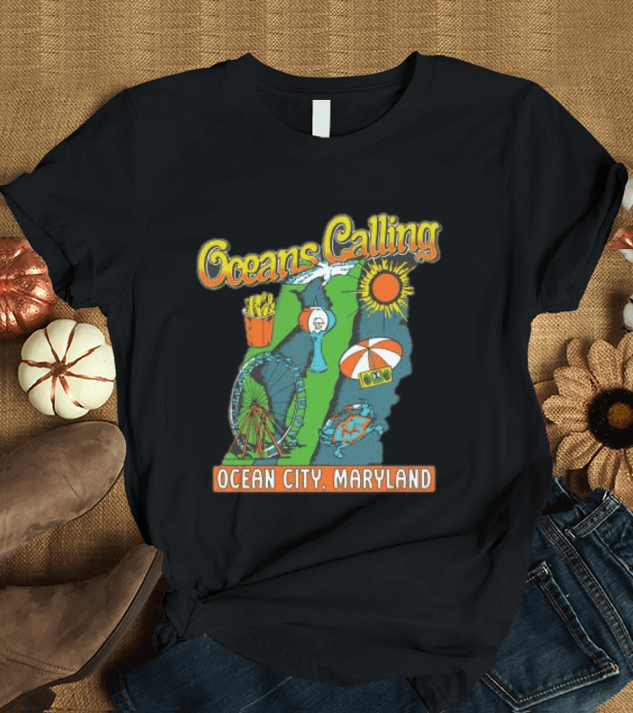 Oceans Calling Ocean City Maryland Festival Map Lineup T-Shirt