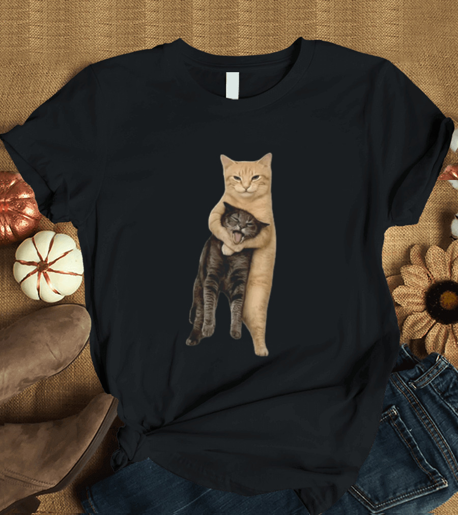 Orange Cat Hugging Grey Cat T-Shirt