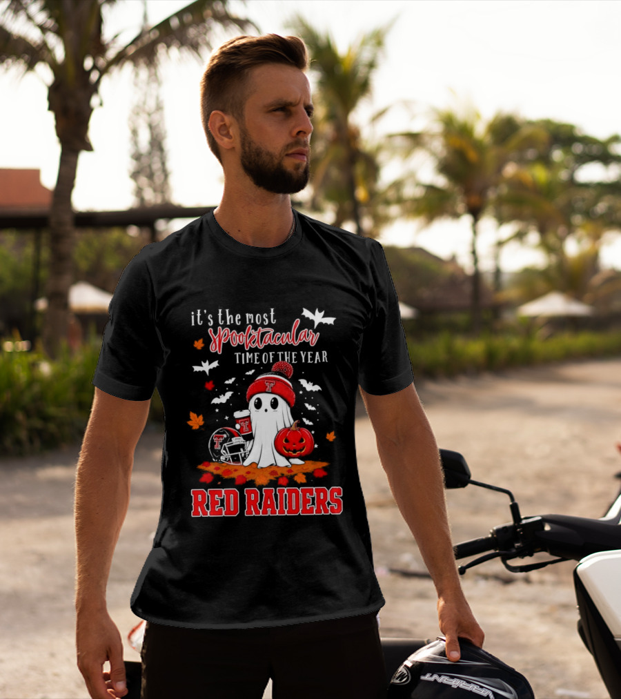 It's The Most Spooktacular Time Of The Year Texas Tech Red Raiders Halloween Pumpkin Ghost T-Shirt