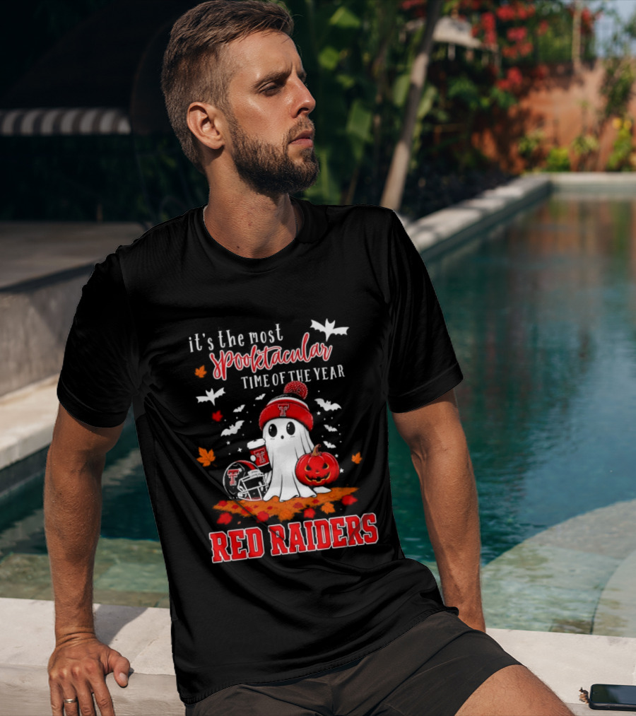 It's The Most Spooktacular Time Of The Year Texas Tech Red Raiders Halloween Pumpkin Ghost T-Shirt