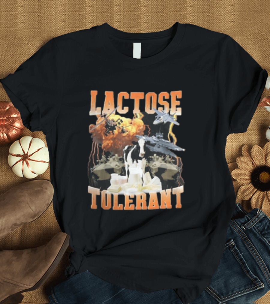 Lactose Tolerant Cow With Military Vehicles And Explosions T-Shirt