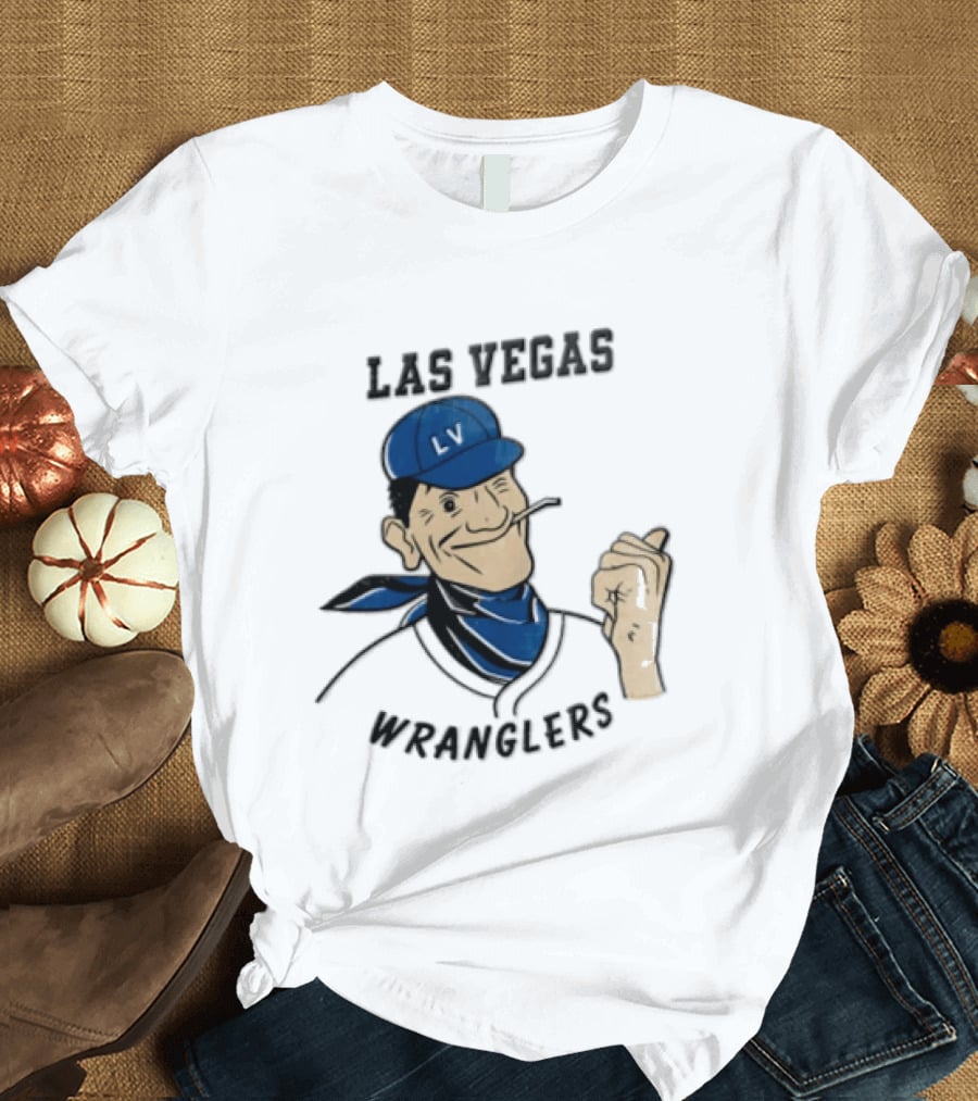 Las Vegas Wranglers Vintage Cartoon Character With Hat And Bandana T-Shirt