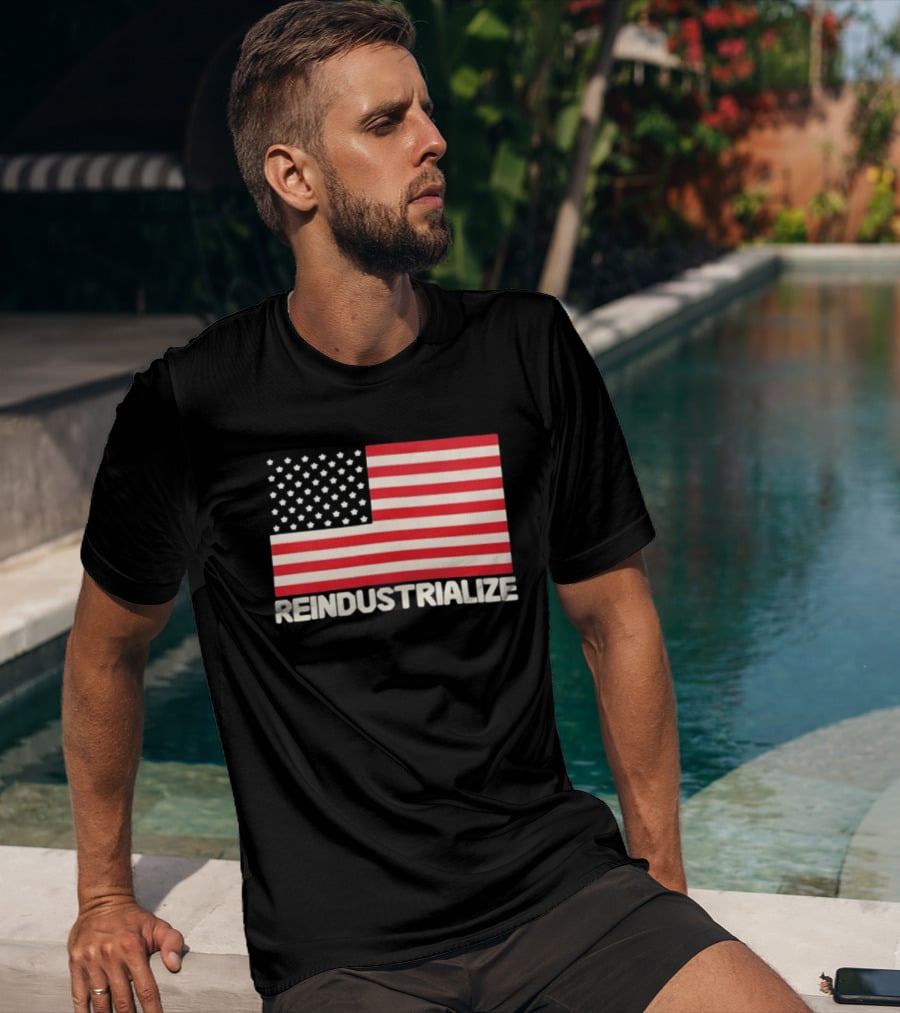 Reindustrialize United States Flag Stars And Stripes T-Shirt