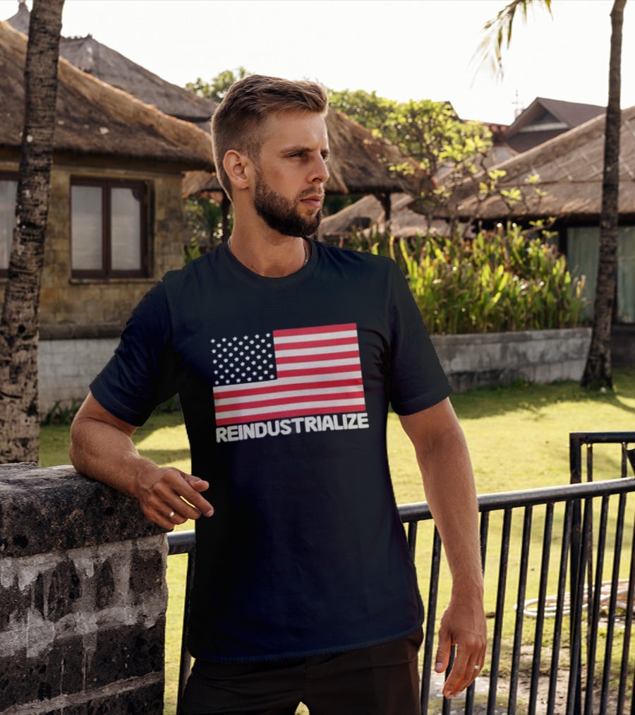Reindustrialize United States Flag Stars And Stripes T-Shirt