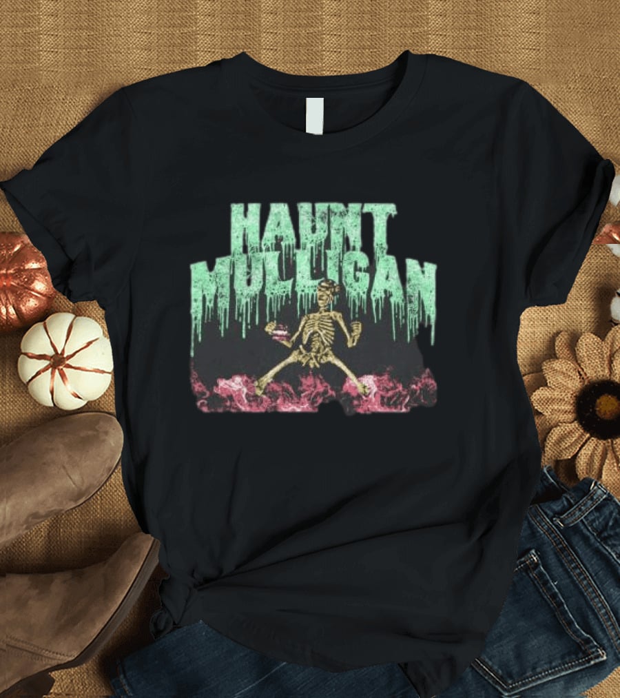 Halloween Skeleton Hot Mulligan Dripping Text Pink Smoke T-Shirt