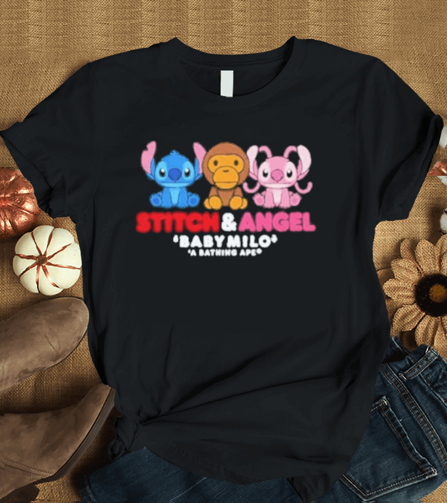 Bape X Disney Stitch Angel Baby Milo Collaboration 2026 T-Shirt