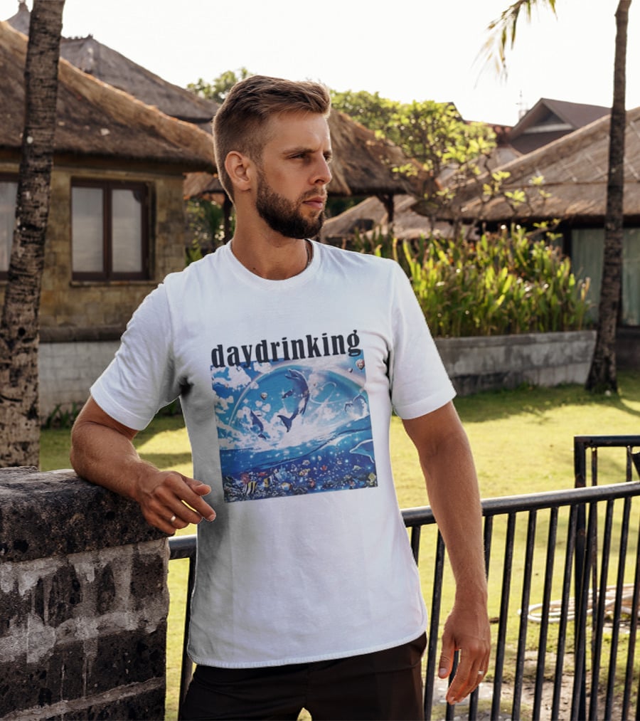 Daydrinking Ocean Dolphins Rainbow And Sea Life Adventure T-Shirt