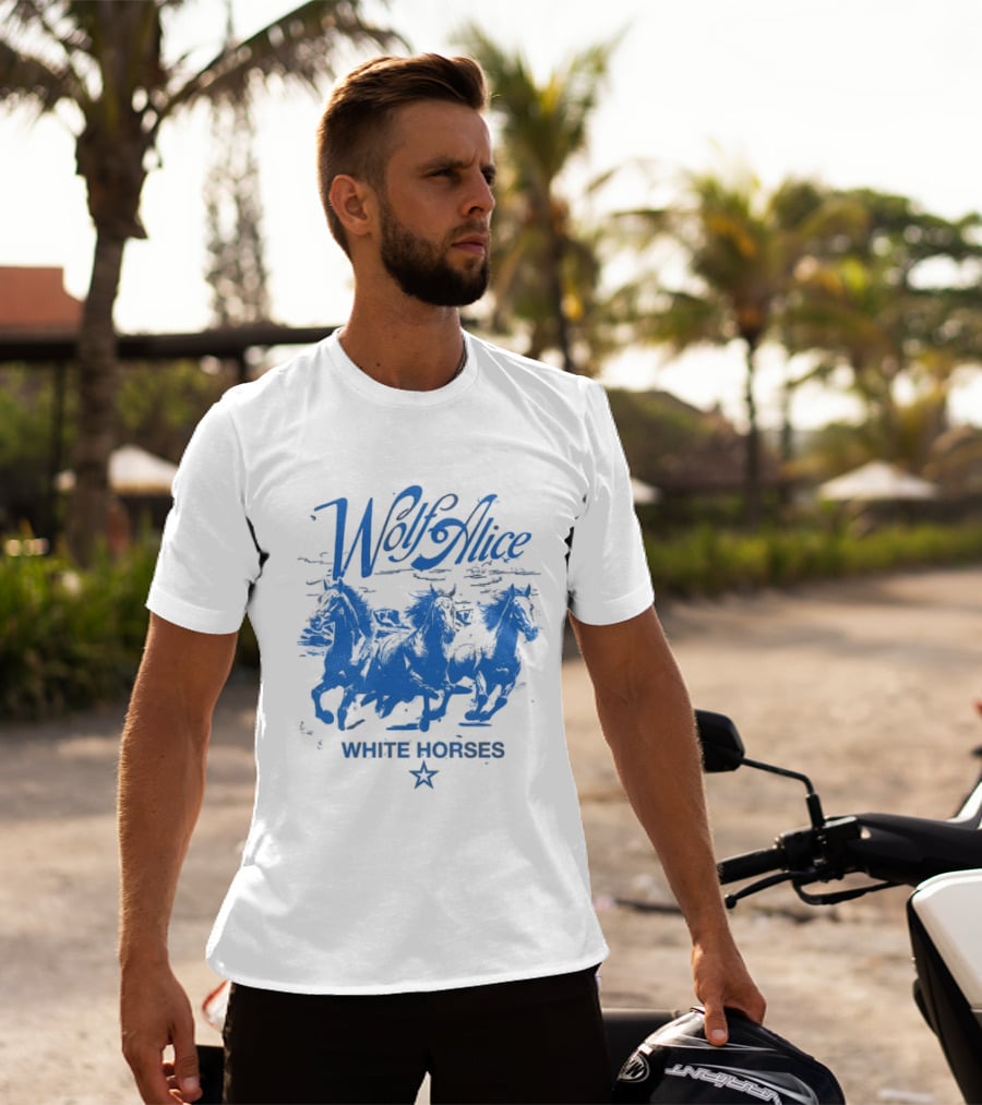 Wolf Alice Blue White Horses Star T-Shirt