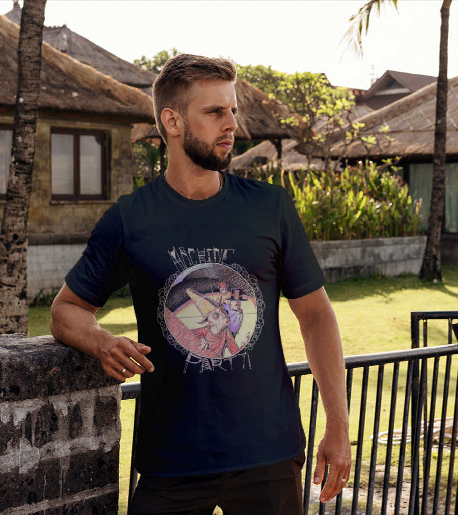 Machine Party Heads Up Comic Style Characters Retro Scene T-Shirt