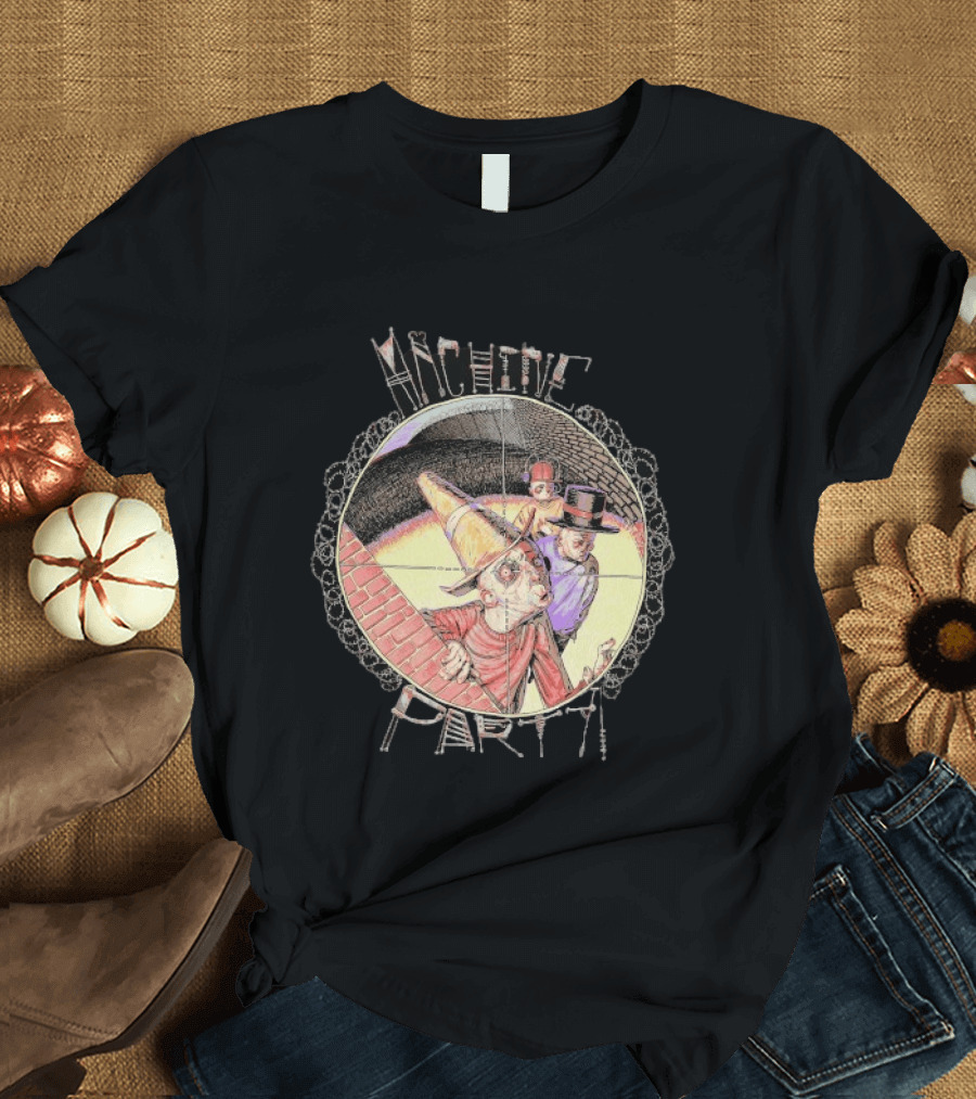 Machine Party Heads Up Comic Style Characters Retro Scene T-Shirt